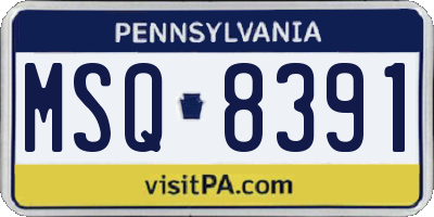 PA license plate MSQ8391