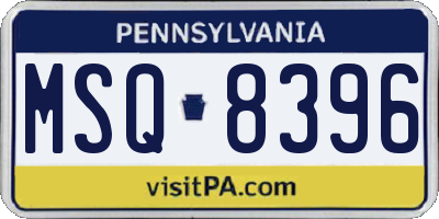 PA license plate MSQ8396