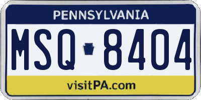 PA license plate MSQ8404