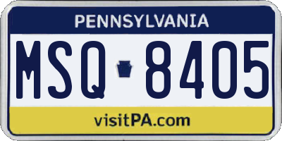 PA license plate MSQ8405