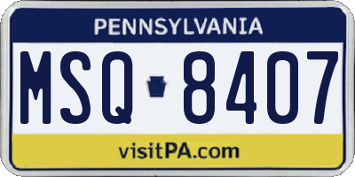 PA license plate MSQ8407