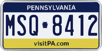 PA license plate MSQ8412