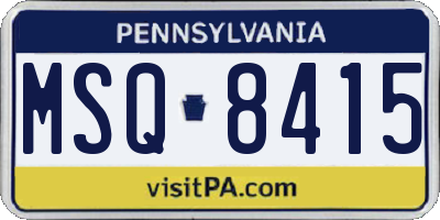 PA license plate MSQ8415