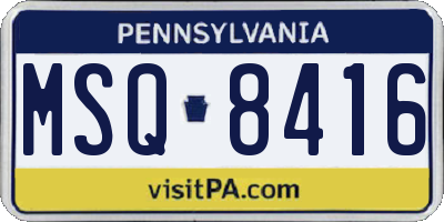 PA license plate MSQ8416