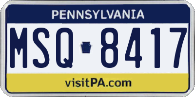 PA license plate MSQ8417