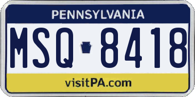 PA license plate MSQ8418