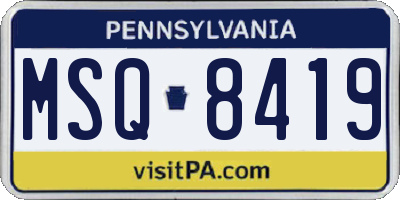 PA license plate MSQ8419