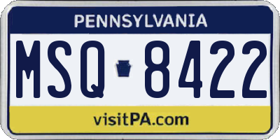 PA license plate MSQ8422