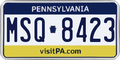 PA license plate MSQ8423