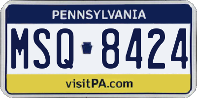 PA license plate MSQ8424