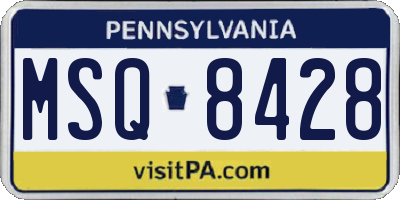 PA license plate MSQ8428