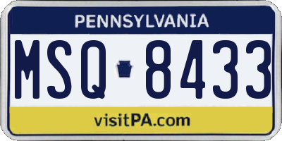 PA license plate MSQ8433