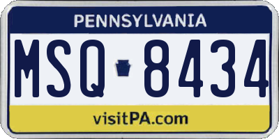 PA license plate MSQ8434