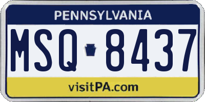PA license plate MSQ8437