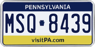 PA license plate MSQ8439