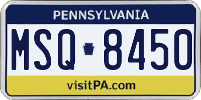 PA license plate MSQ8450