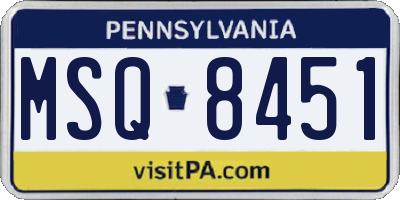 PA license plate MSQ8451