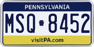 PA license plate MSQ8452