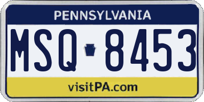 PA license plate MSQ8453