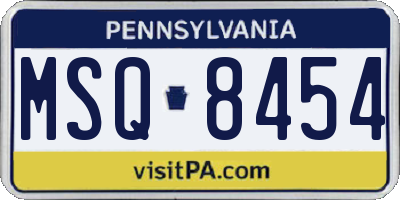 PA license plate MSQ8454