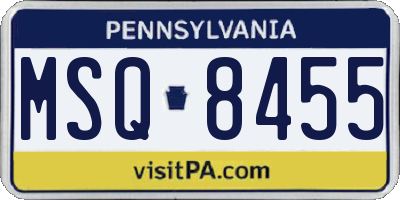 PA license plate MSQ8455