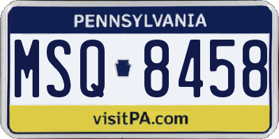 PA license plate MSQ8458