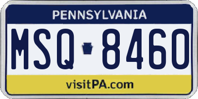 PA license plate MSQ8460