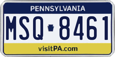 PA license plate MSQ8461