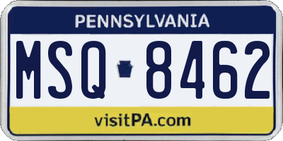 PA license plate MSQ8462