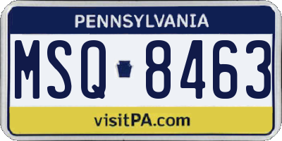 PA license plate MSQ8463