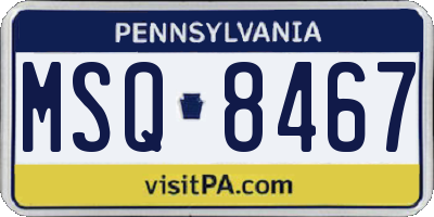 PA license plate MSQ8467
