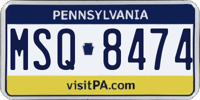 PA license plate MSQ8474