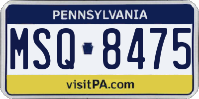 PA license plate MSQ8475