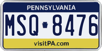 PA license plate MSQ8476