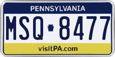 PA license plate MSQ8477