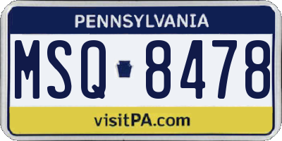 PA license plate MSQ8478