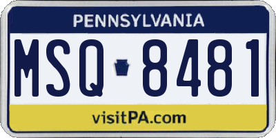 PA license plate MSQ8481