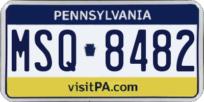 PA license plate MSQ8482