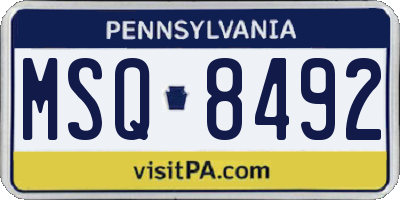 PA license plate MSQ8492
