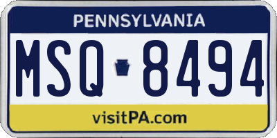 PA license plate MSQ8494