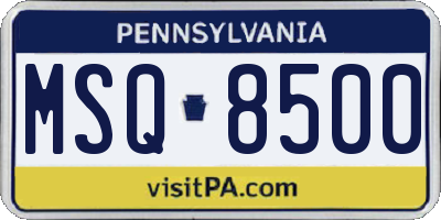 PA license plate MSQ8500