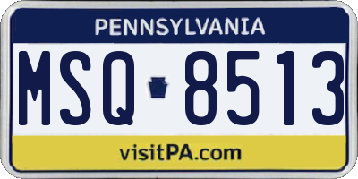 PA license plate MSQ8513