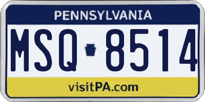 PA license plate MSQ8514