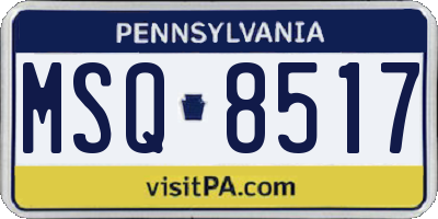 PA license plate MSQ8517