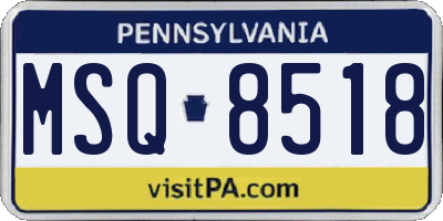 PA license plate MSQ8518