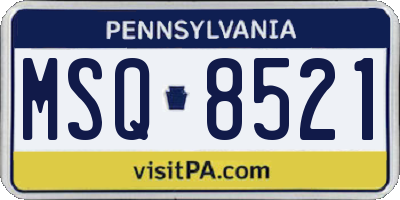 PA license plate MSQ8521