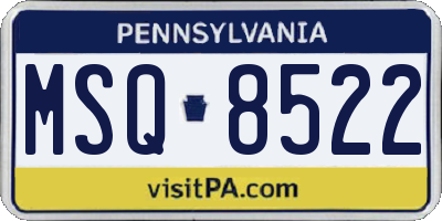 PA license plate MSQ8522