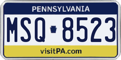 PA license plate MSQ8523
