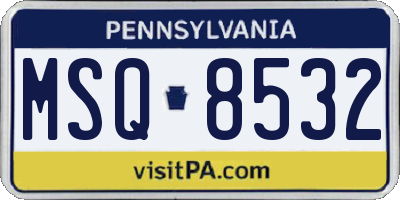 PA license plate MSQ8532