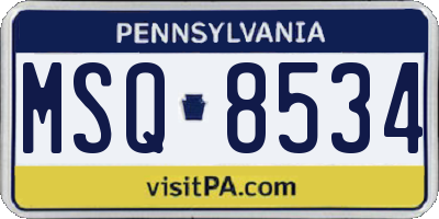PA license plate MSQ8534